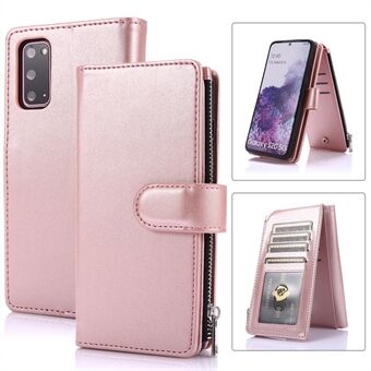 Met leer beklede TPU- Stand -case met 9 kaartsleuven Kickstand-cover voor Samsung Galaxy S20