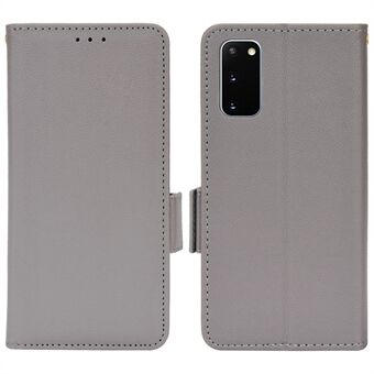 Litchi-textuur lederen Stand telefoonhoes voor Samsung Galaxy S20 4G / S20 5G, zijportemonnee met dubbel magnetisch slot