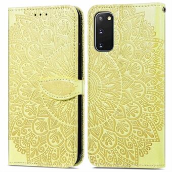 For Samsung Galaxy S20 4G/5G Smartphone Case Bag Stand Design Imprinted Dream Wings Pattern TPU+PU Leather Wallet Flip Cover with Strap