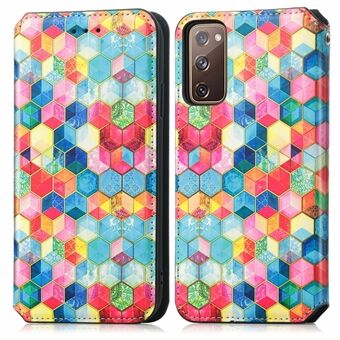 CASENEO 001 Series for Samsung Galaxy S20 5G/4G Pattern Printing Leather Wallet Folio Case, RFID Blocking Magnetic Auto-absorbed Viewing Stand Flip Cover