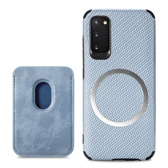 For Samsung Galaxy S20 4G/5G Smartphone Cover PU Leather Coated TPU + PVC Detachable Card Holder Carbon Fiber Texture Phone Case