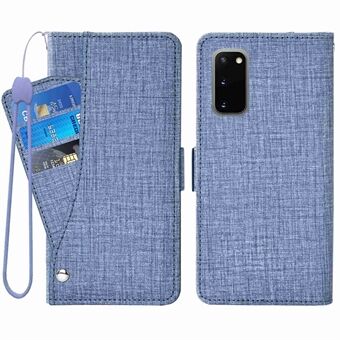 Voor Samsung Galaxy S20 4G/5G Jean Doek Textuur Roterende Kaartsleuf PU Lederen Case Portemonnee Stand Telefoon Cover: