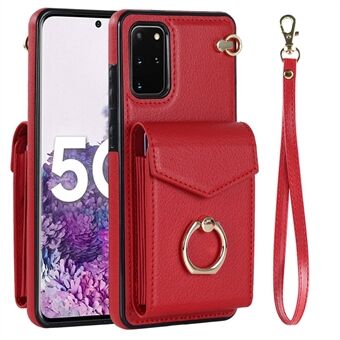 Voor Samsung Galaxy S20 4G/5G Accordeon Stijl Kaart Tas RFID Blokkeren Beschermhoes PU Leer + TPU Ring Kickstand Anti-drop Case met Riem