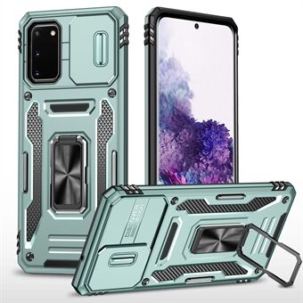 Armor Series voor Samsung Galaxy S20 4G / 5G Kickstand PC + TPU hybride hoes Antibotsing beschermend telefoonhoesje met schuifcamerabeschermer