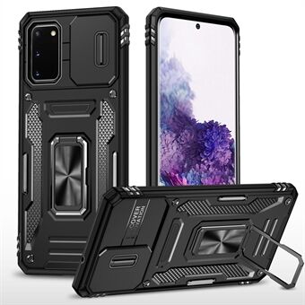 Armor Series voor Samsung Galaxy S20 4G / 5G Kickstand PC + TPU hybride hoes Antibotsing beschermend telefoonhoesje met schuifcamerabeschermer