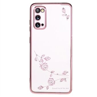 Voor Samsung Galaxy S20 5G / 4G strass bloemenpatroon telefoonhoes TPU galvaniseren telefoonhoes