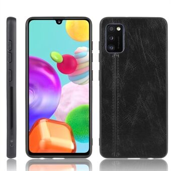 PU-leer gecoat PC + TPU hybride beschermhoes voor Samsung Galaxy A41 (wereldwijde versie) - zwart