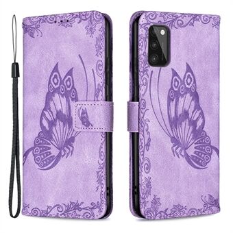 Opdruk Butterfly Flower Leather Wallet Stand Case voor Samsung Galaxy A41 (Algemene versie)