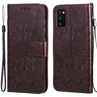 360 ° Volledige bescherming Mandala Zonpatroon Embossing Schokabsorberende PU-lederen Stand voor Samsung Galaxy A41 (wereldwijde versie)