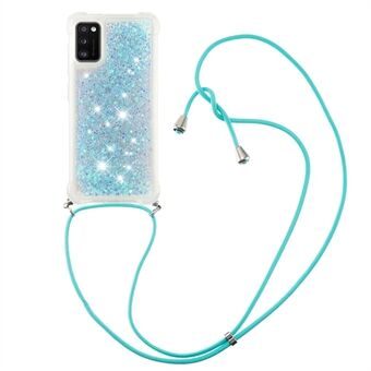 Glitter Drijfzand Drop-proof Anti-kras Zachte TPU Telefoon Cover Shell met Verstelbare Lanyard voor Samsung Galaxy A41 (Globale Versie)