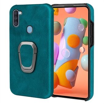 PU-leer + harde pc, slanke, duurzame, beschermende telefoonhoes met metalen steun voor Samsung Galaxy A11 (EU-versie) / M11