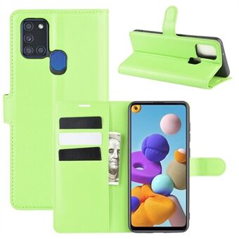 Litchi Grain Wallet Leather Cool Cover voor Samsung Galaxy A21s Ondersteunende Stand telefoonhoes