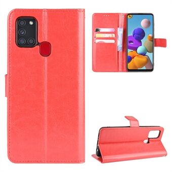 Crazy Horse Wallet Stand Leren Flip Mobiele Telefoon Cover voor Samsung Galaxy A21s