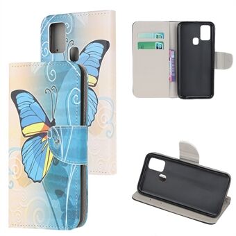 Cross Texture Pattern Printing lederen portemonnee telefoonhoes met riem voor Samsung Galaxy A21s