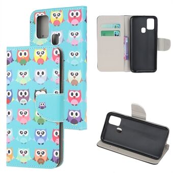 Cross Texture Pattern Printing lederen portemonnee telefoonhoes met riem voor Samsung Galaxy A21s