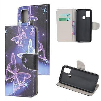 Cross Texture Pattern Printing lederen portemonnee telefoonhoes met riem voor Samsung Galaxy A21s