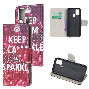 Cross Texture Pattern Printing lederen portemonnee telefoonhoes met riem voor Samsung Galaxy A21s