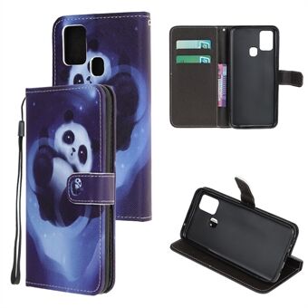 Cross Texture Pattern Printing Wallet Leather Phone Case voor Samsung Galaxy A21s