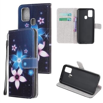 Cross Texture Pattern Printing Wallet Leather Phone Case voor Samsung Galaxy A21s