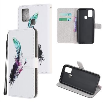 Cross Texture Pattern Printing Wallet Leather Phone Case voor Samsung Galaxy A21s