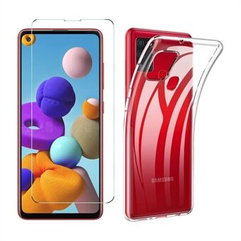 Telefoonhoes voor Samsung Galaxy A21\'s TPU-hoes + screenprotector van gehard glas