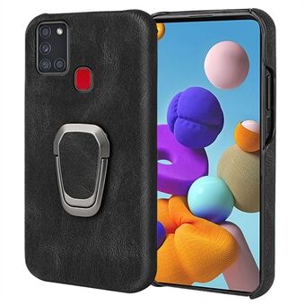 Roterende Ring Ondersteuning Ontwerp Scratch Telefoon Cover PU Lederen PC Cover voor Samsung Galaxy A21s