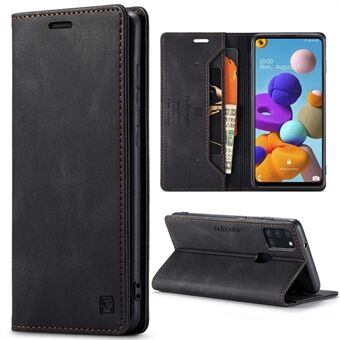 AUTSPACE A01-serie voor Samsung Galaxy A21s PU lederen beschermhoes, RFID-blokkerende magnetische sluiting Vintage Frosted Wallet Stand Flip Cover