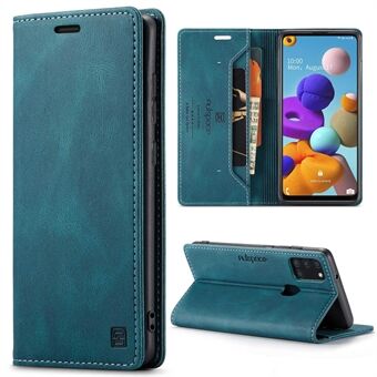 AUTSPACE A01-serie voor Samsung Galaxy A21s PU lederen beschermhoes, RFID-blokkerende magnetische sluiting Vintage Frosted Wallet Stand Flip Cover