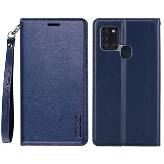 HANMAN Minor Serie voor Samsung Galaxy A21s Anti-slijtage Telefoon Cover PU Lederen Volledige Bescherming Mobiele Telefoon Case Wallet Stand :