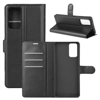 Litchi Skin met Wallet Leren Cover voor Samsung Galaxy Note 20/Note 20 5G - Zwart