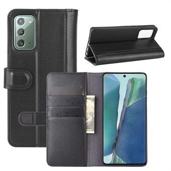 Split Leren Hoesje met Stand voor Samsung Galaxy Note20/Note20 5G - Zwart