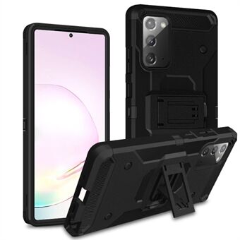 Voor Samsung Galaxy Note 20 5G/Note 20 Kickstand PC + TPU Combo Cover Koolstofvezel Textuur Riemclip Holster Cover: