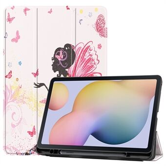 Patroonafdrukken Tri-fold standaard lederen hoesje met pennensleuf voor Samsung Galaxy Tab S7 T870 / S8