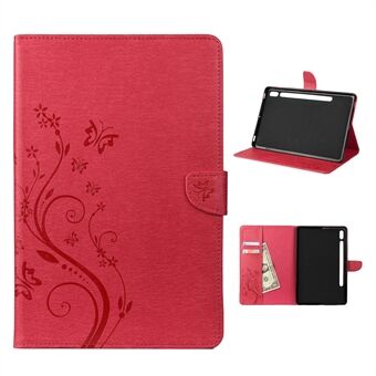 Imprint Butterfly Flower Wallet Stand Leren Hoesje voor Samsung Galaxy Tab S7 / S8