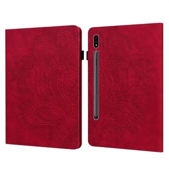 Geprint Bloemenpatroon Leren Portemonneehoesje met Standaard voor Samsung Galaxy Tab S7 SM-T870 SM-T875 SM-T876B / S8.