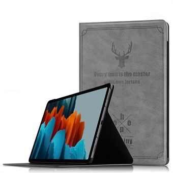 Opdruk van een hert en een citaatpatroon lederen + PC tablet hoesje voor Samsung Galaxy Tab S7/Tab S8