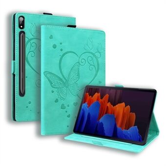 Voor Samsung Galaxy Tab S9 FE / S9 / S8 / S7 PU-leren Bedrukte Vlinder Flip Tablet Hoesje met Kaartsleuven, Standaard en Pennenhouder.