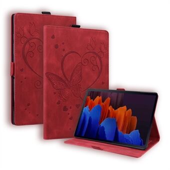 Voor Samsung Galaxy Tab S9 FE / S9 / S8 / S7 PU Leren Tablet Hoesje met Butterfly Opdruk, Kaartsleuven en Standfunctie met Pennenhouder.