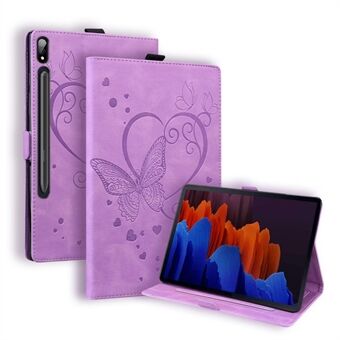 Voor de Samsung Galaxy Tab S9 FE / S9 / S8 / S7 PU lederen geprinte vlinder flip tablet hoes met kaartsleuven en penhouder.