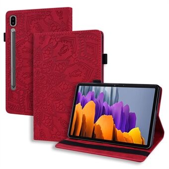 Voor Samsung Galaxy Tab S9 FE / S9 / S8 / S7 Bloempatroon Geprint Lederen Tablet Stand Hoesje met Pennenhouder Strap.