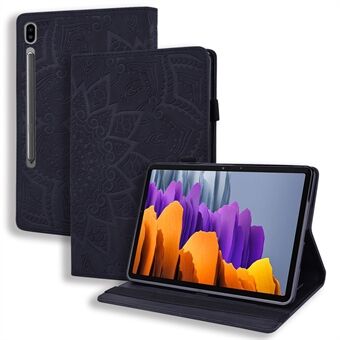 Voor Samsung Galaxy Tab S9 FE / S9 / S8 / S7 Bloemenpatroon Geprint Leren Tablet Stand Hoesje met Penhouderriem