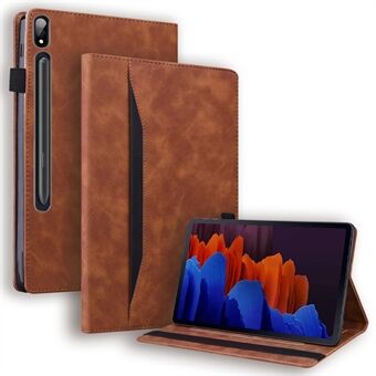 Voor de Samsung Galaxy Tab S9 FE / S9 / S8 / S7 PU Leren Portemonnee Zakelijke Beschermhoes met Standfunctie, Schokbestendige Cover en Pencil Holder.