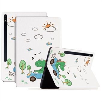 Voor Samsung Galaxy Tab S8/Tab S7 schokbestendige hoes met automatische slaap-/wekfunctie, bedrukt met cartoonpatroon, PU lederen cover met standaard voor tablet.