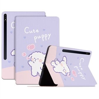 Voor Samsung Galaxy Tab S8/Tab S7 Schokbestendige hoes met automatische wake/sleep functie Cartoonpatroon bedrukt PU lederen hoes Stand Tablet hoes