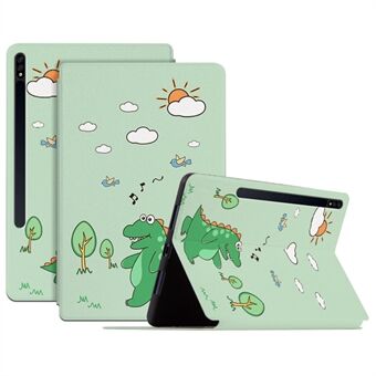 Voor Samsung Galaxy Tab S8/Tab S7 Schokbestendige Hoes met automatische wake/sleep functie, cartoonpatroon bedrukte PU lederen cover, standaard tablet hoes