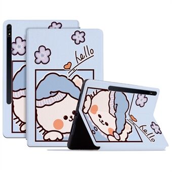 Voor Samsung Galaxy Tab S8/Tab S7 Beschermhoes met schokbestendigheid en automatisch aan/uit-functie. Met cartoon patroon bedrukte PU lederen hoes met standaard voor tablet.