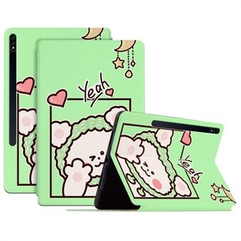 Voor Samsung Galaxy Tab S8/Tab S7 Schokbestendige hoes met automatische ontwaking/slaapfunctie Cartoonpatroon bedrukte PU lederen hoes Stand Tablet hoesje