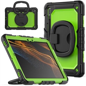 Voor Samsung Galaxy Tab S8 X700 / X706 (2022) / Tab S7 T870 / T875 (2020) Schokbestendige tablethoes PC + siliconen hoes 360 graden draaibare standaardhoes met schouderband.