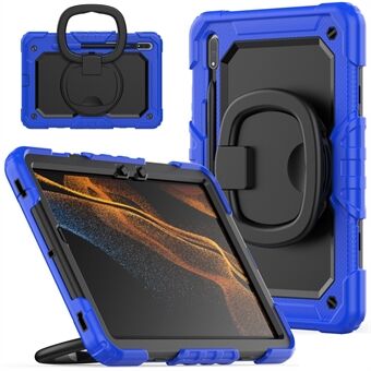 Voor Samsung Galaxy Tab S8 X700 / X706 (2022) /  Tab S7 T870 / T875 (2020) Schokbestendige Tablethoes PC + Siliconen Cover 360-graden Draaibare Stand Hoes met Schouderband.