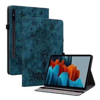 Tablet leren hoesje voor Samsung Galaxy Tab S7 / S8, kaartsleuven en standaard bedrukt tablet hoesje.